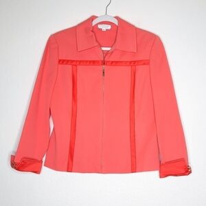 St. John Sport By Marie Gray Coral Zip-Front Blazer Jacket M